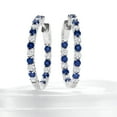 thumbnail image 3 of Ross-Simons 1.00 ct. t.w. Sapphire and 1.00 ct. t.w. Diamond Inside-Outside Hoop Earrings in Sterling Silver, Women's, Adult, 3 of 5