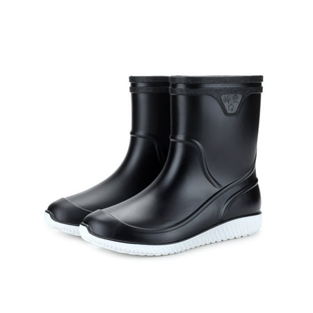 

Frontwalk Men s Garden Shoes Lightweight Rubber Boot Slip Resistant Rain Boots Work Slip-On Waterproof Mens Wide Calf Rainboot Black And White Background 5.5