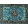 thumbnail image 1 of Ahgly Company Indoor Rectangle Medallion Light Blue Traditional Area Rugs, 2' x 5', 1 of 4
