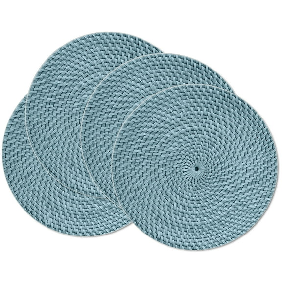 CounterArt Blue Faux Basket Weave 4-Pack Round Reversible Tabletop Placemats