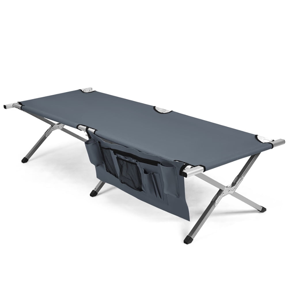 Aimee Lii Folding Camping Cot Heavy-duty Camp Bed with Carry Bag, Folding Sleeping Cot for Camping, Gray