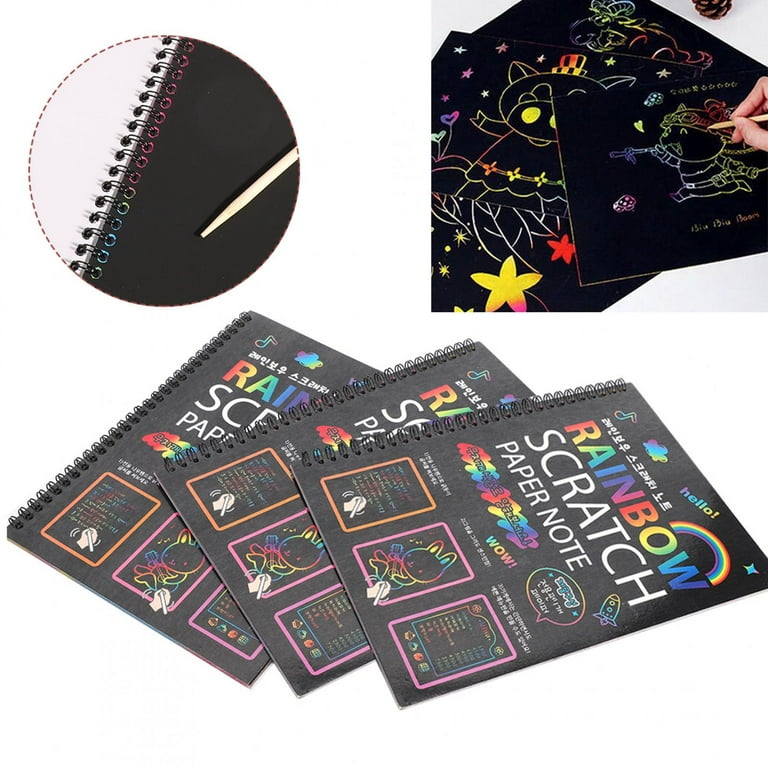 Scratch Paper Notes, 10.2x7.5In Multicolor Rainbow Scratch Paper Art Set,  For Children Students Drawing Books Kids, Art And Craft Classrooms 