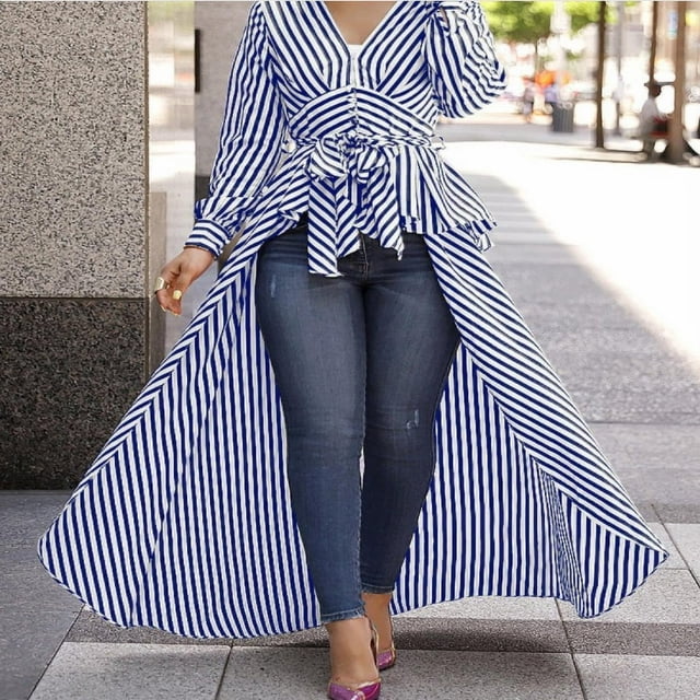 Chemisier Long à Manches Longues pour Femmes en Chiffon Uni Asymétrique