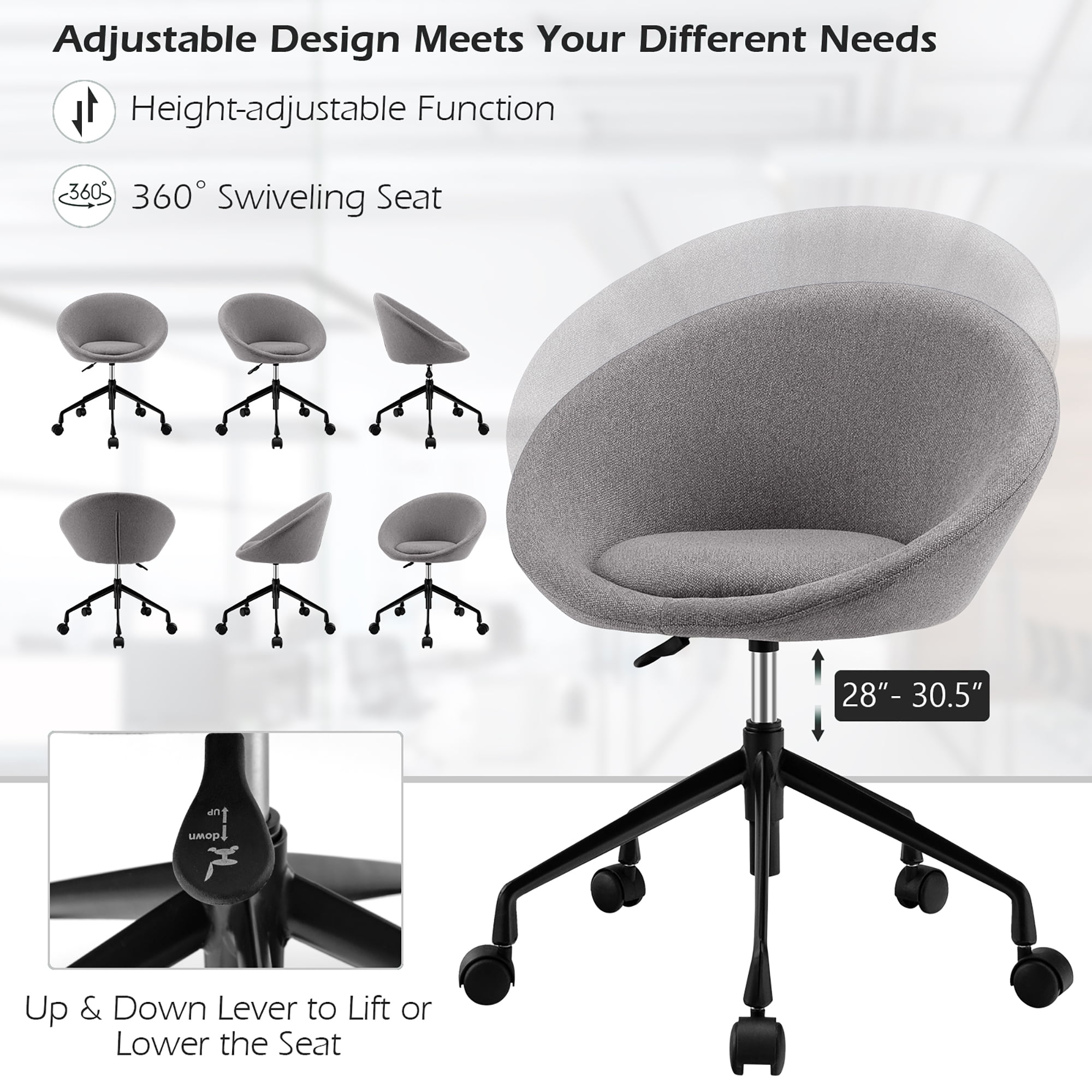 Round swivel online desk chair