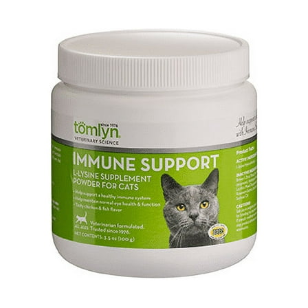 Tomlyn Immune Support Daily L-Lysine Powder for Cats and Kittens, Fish Flavored Lysine Supplement for Cats and Kittens to Support Immune Health, Normal Eye Function and Respiratory Health, 3.5oz.