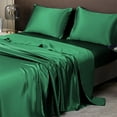 thumbnail image 5 of SPOORYYO 3-Piece Satin Bed Sheet Set with Pillowcases, Queen Size Polyester Microfiber Sheets, Solid Matte Hotel Luxury Bedding, 5 of 6