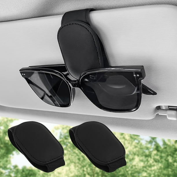 2 bolsas de soporte de gafas de sol para visera de coche soporte de gafas de sol y clip de billete de coche - accesorios de visera de coche tirante ajustable adecuado para gafas de diferentes tam