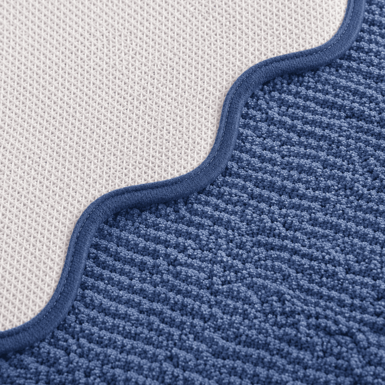 Mainstays Scalloped 2-Piece Rug Set, Blue, 17" x 24" & 20" x 30"