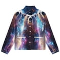 thumbnail image 4 of Jackets for Women Winter Coat Jackets Flannel Stand Collar Jacket(Galactic Bear in Space,Size:S-4XL), 4 of 7