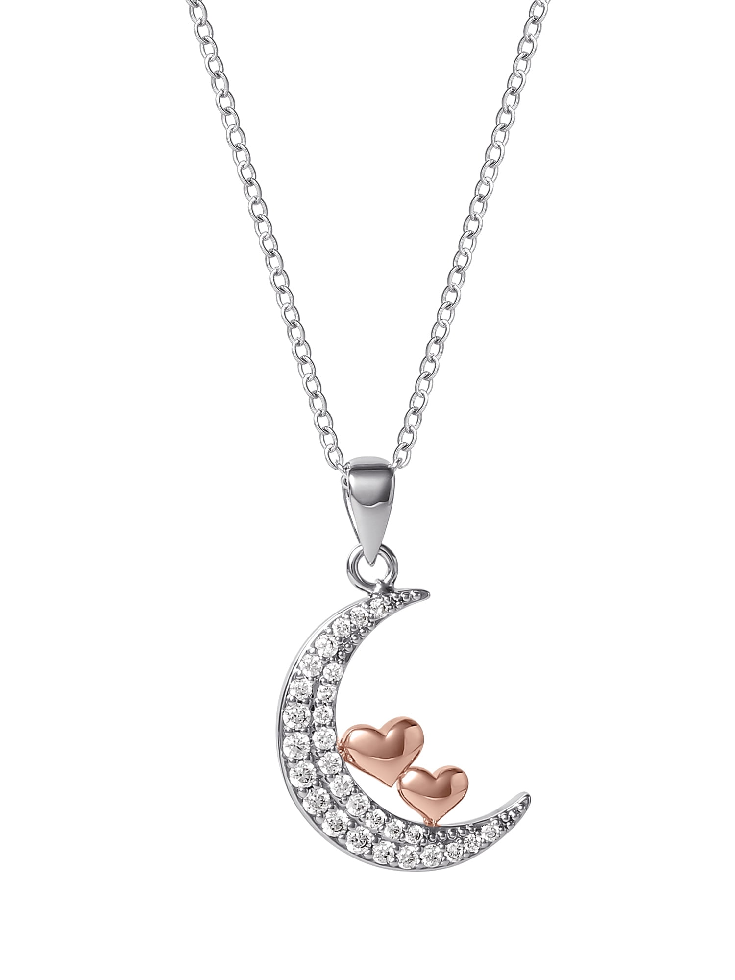 Believe by Brilliance, Women's Brass Pink Gold Plated Cubic Zirconia Pendant, 18" +2"
