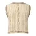 thumbnail image 4 of Duoif Sweater Vest Women, Women's Knitted Vest Sleeveless V Neck Cardigan Button Printed Short Vest Womens Vest Khaki, 4 of 8