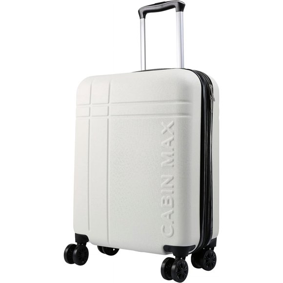 Cabin Max Velocity 55x40x20cm (22x16x8") Expandable Suitcase 4 Wheel Luggage Cabin Bags Suitable for Ryanair, Easyjet, Jet 2 Carry On (White)