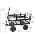 thumbnail image 4 of KOFUN 600 Lbs Heavy Duty Steel Garden Cart, Outdoor Metal Yard Utility Wagon Carts with 10" Tires and Mesh Removable Sides (Convert to Flatbed) and 180°Rotating Handle, Black, 4 of 8