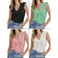 thumbnail image 4 of Hanerdun Women V-Neck Tank Tops Female Ruffle Sleeveless Shirt Top Black S, 4 of 4