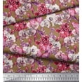 thumbnail image 2 of Soimoi Polyester Crepe Fabric Butterfly & Orchids Floral Decor Fabric Printed Yard 42 Inch Wide, 2 of 3