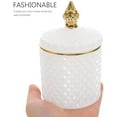 thumbnail image 3 of Holder Thick Glass Apothecary Jars with Lid Crystal Diamond Faceted Jar Bathroom Canisters Counter Vanity Organizer for Cotton Swabs,Balls,Pads,Floss Picks,Candy,Jewelry,White 5.3X3.3X3.34In, 3 of 8