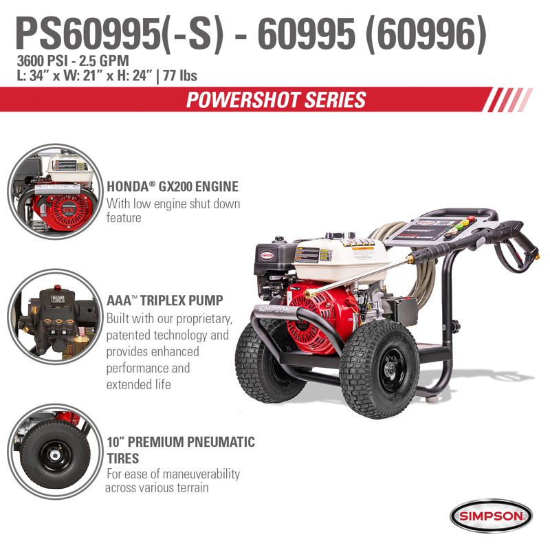 Simpson PS60995 Honda 3600 psi Gas 2.5 