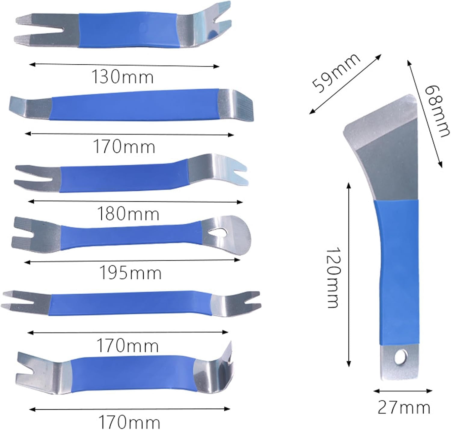 Car Repair Pry Plate Tools, 7PCS Auto Trim Removal Tool Kit, Stainless Steel Fastener Removal for Car Door Clip Panel & Audio Dashboard Dismantle 1PCS