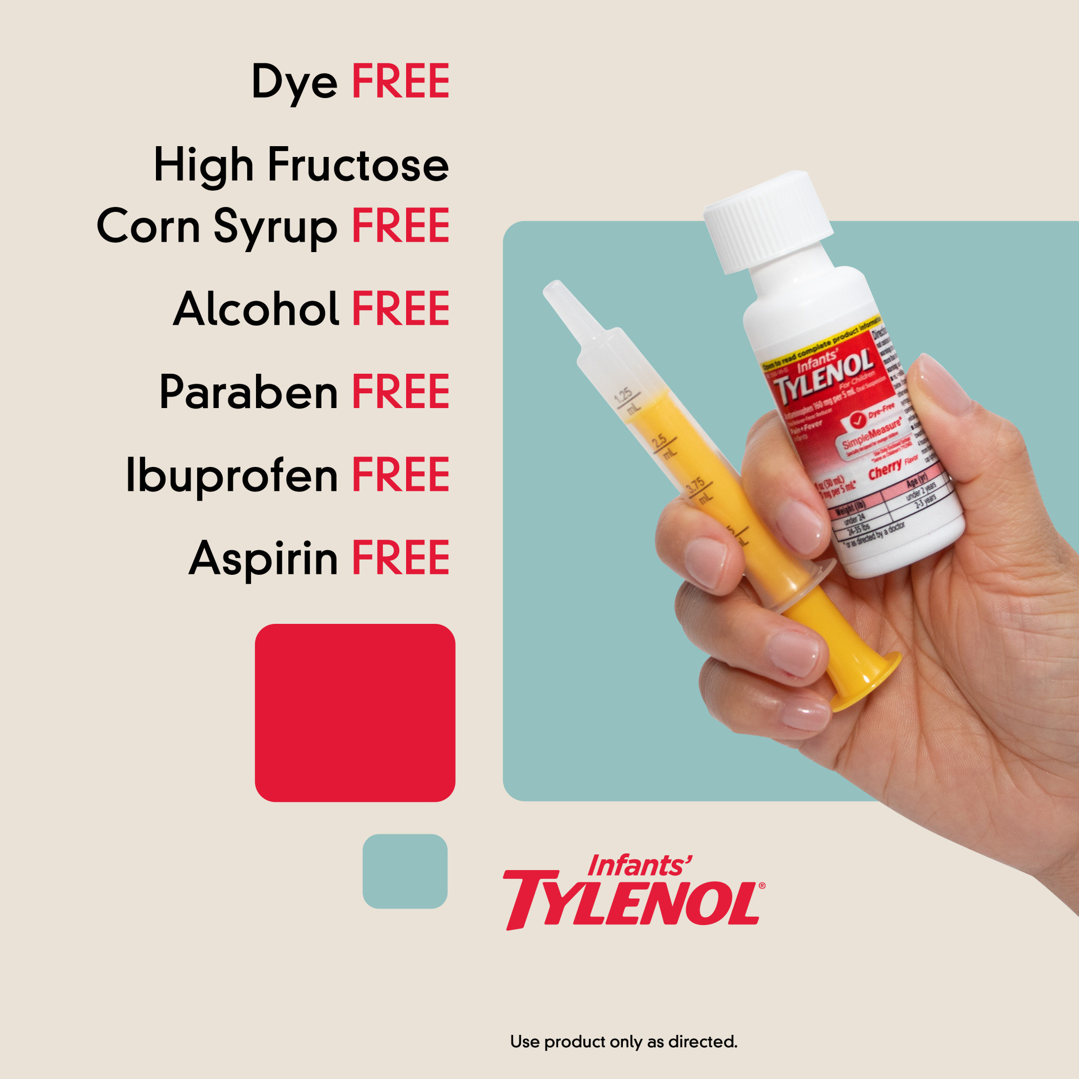 Infants' Tylenol Acetaminophen Medicine, Dye-Free Cherry, 2 fl. oz - image 4 of 11