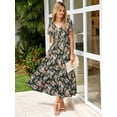 thumbnail image 4 of Vestido largo Simplee Apparel de gasa verde floral para mujer, 4 of 7