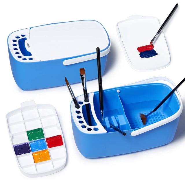 Limpiador de Pinceles GAMENOTE con Paleta y Mango Azul