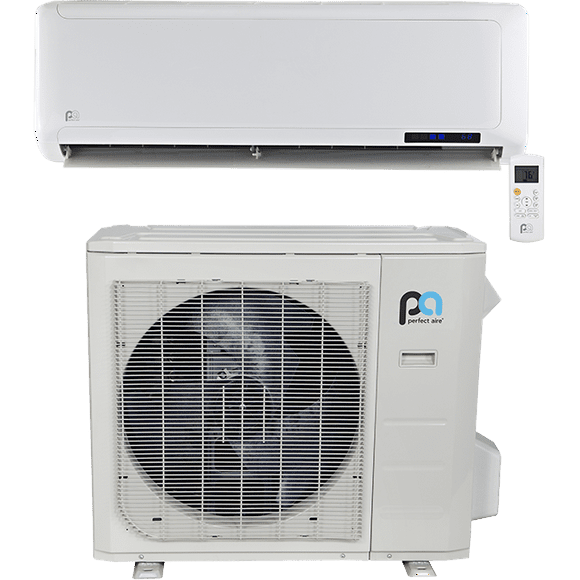 Perfect Aire - 0.75 Ton - 9,000 BTU - 25 SEER Single Zone HyperTek Mini-Split AC/Heat Pump Kit- 9,000 BTU Outdoor Unit (3PAMSHH09-SZO) & 9,000 BTU Indoor/Wall Air Handler Unit (3PAMSHH09-UVW)