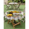 thumbnail image 4 of Outdoor Tablecloth with Umbrella Hole for Patio/Picnic/Party/Camping, Lemon Basket Summer Waterproof Table Cloth Round Cover Washable, Farmhouse Eucalyptus Grey Wooden (Dia 60"), 4 of 8