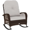 thumbnail image 1 of Outsunny Rattan Rocking Chair with Soft Cushion for Garden, Light Mix Brown, 1 of 10