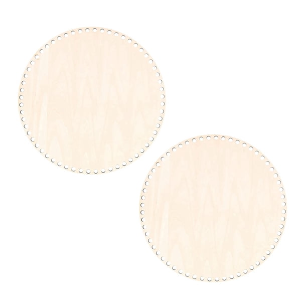 2X Fondo de Cesta de Madera Natural de 30 cm con Orificio, Base Circular de Madera en Blanco para DIY Bolsa de Ganchillo de Tejer Modelador de Fondo