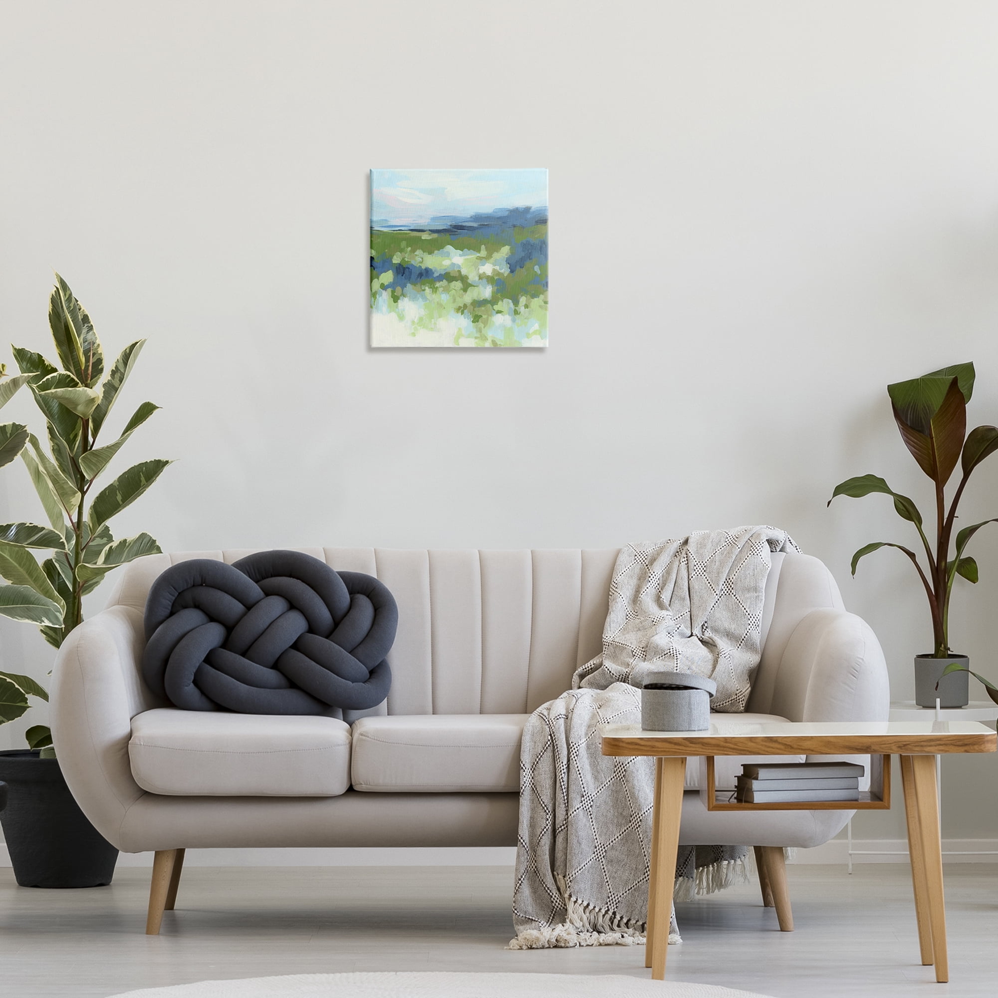 Stupell Industries Green & Blue Nature Abstract Painting Wrapped Canvas Art Print Wall Art, 17 x 17