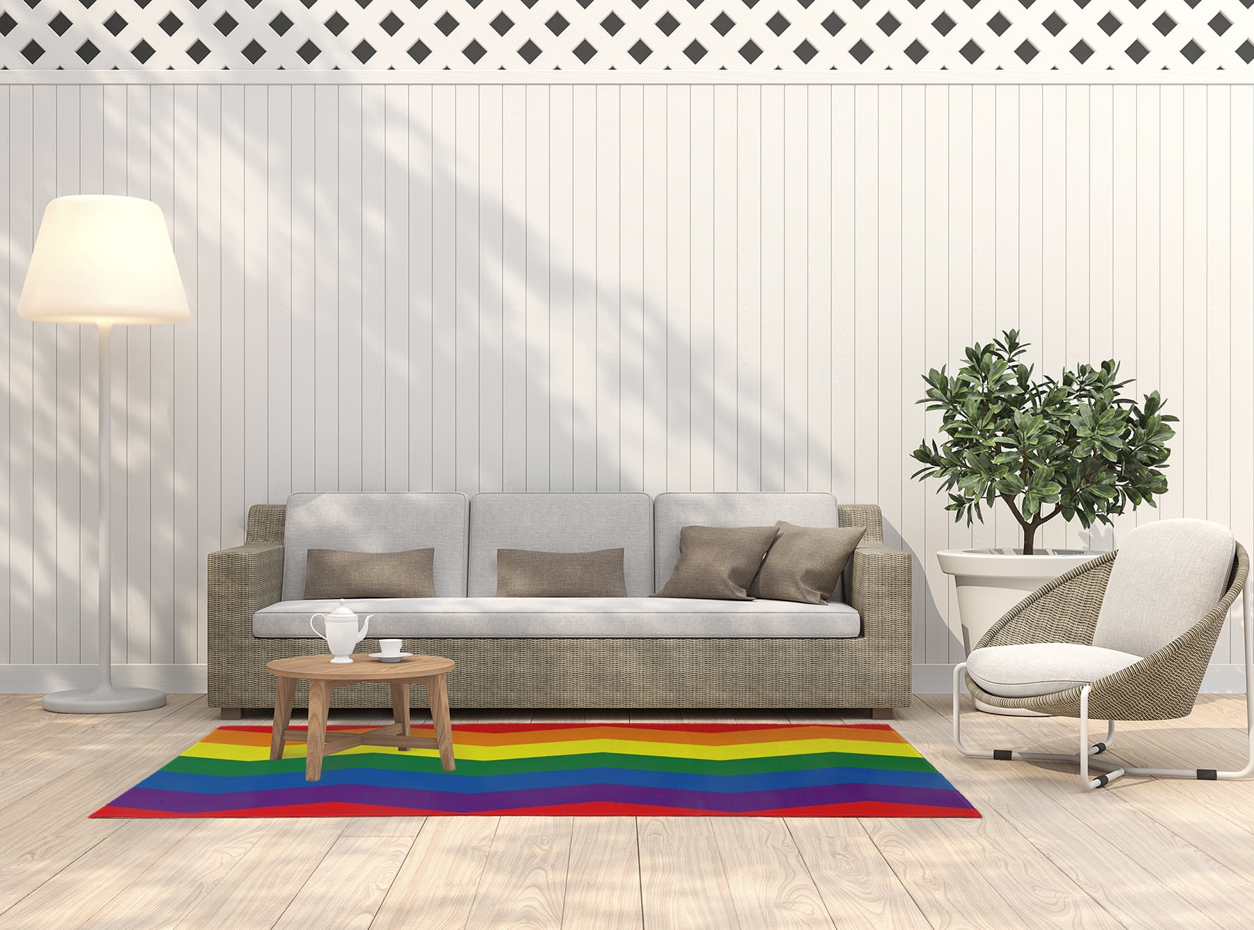 Simply Daisy 5' x 7' Pride Chevron Pride Chevron Chenille Indoor/Outdoor Rug