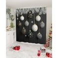 thumbnail image 3 of Polyester Fabric Black Christmas Shower Curtain, Xmas Pine Needles Balls Snowflake Waterproof Bathtub Curtain Bathroom Decor Set with Hooks 72 x 84 Inches, 3 of 6