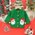 thumbnail image 2 of SGMVNU Boys Girls Christmas Sweater Cardigan Xmas Tree Pattern Knit Sweaters Long Sleeve Button Fall Winter Toddler Kids Knitwear(y1202_2-Green, Size 2-3 Years), 2 of 9