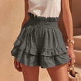 thumbnail image 2 of Women's Summer Cotton Ruffle Shorts Elastic High Waist Casual Layered Shorts Tennis Golf Comfy Shorts Gray M(M), 2 of 6