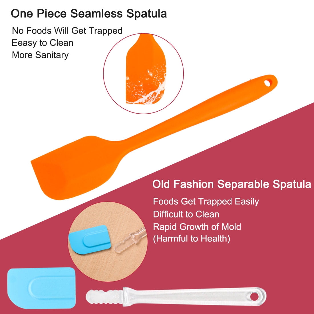 Unique Bargains Silicone Spatula 4 Pieces Heat Resistant Non Stick Turner Orange