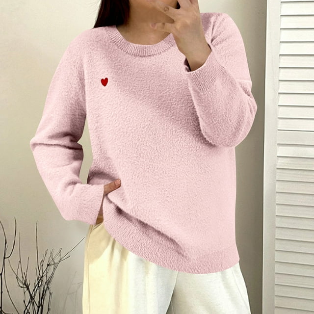 Ailaofu Fuzzy Soft Sweaters Oversized Solid Sweaters Crewneck Knit Casual Pullover 2026 Trendy Outfits