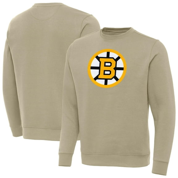 Men's Antigua Khaki Boston Bruins Victory Pullover Sweatshirt