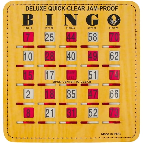 MR CHIPS Jam-Proof Easy-Read Quick-Clear Deluxe Fingertip Slide Bingo Cards with Sliding Windows - 10 Pack in Woodgrain Style