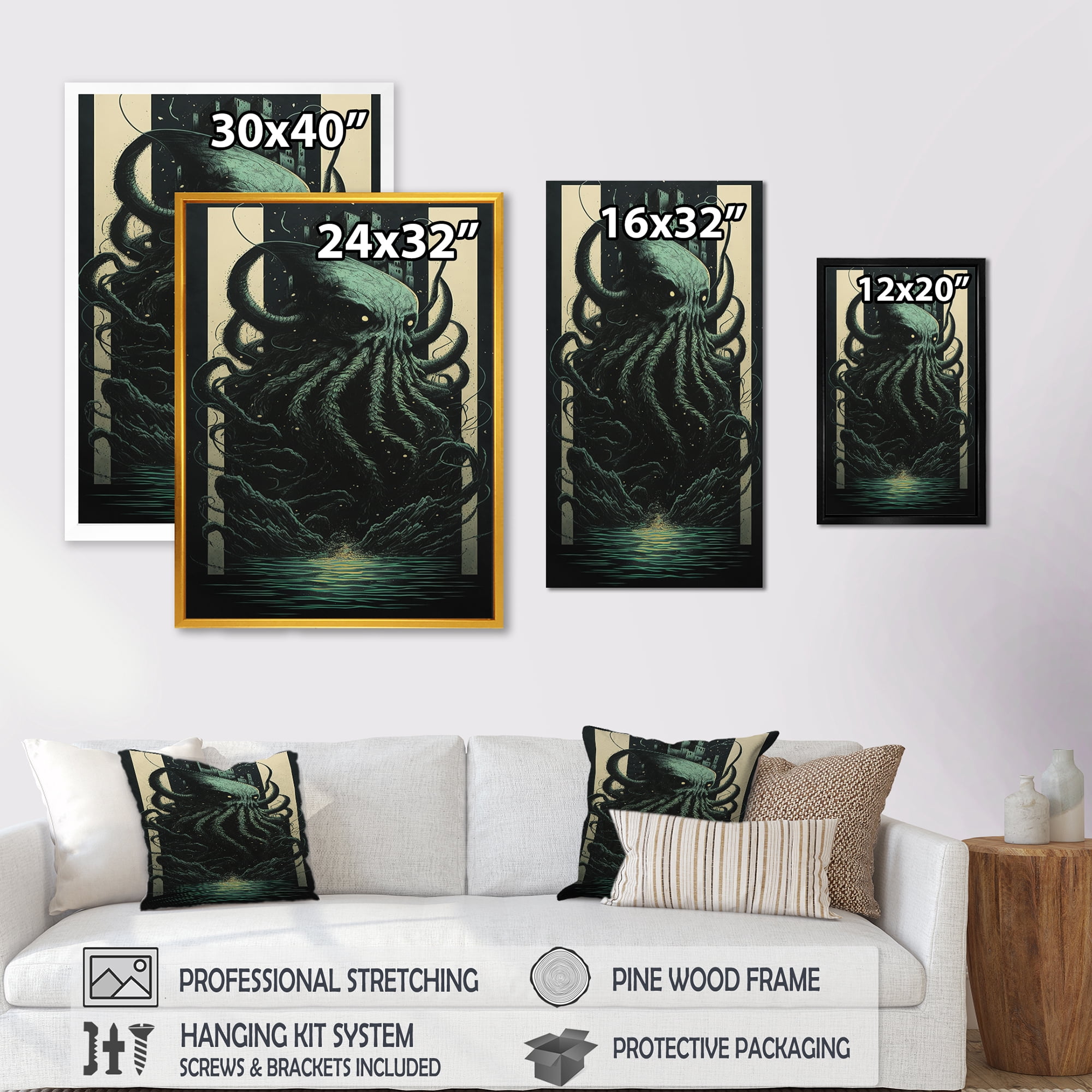 Designart Octopus Abstract Canvas Wall Art