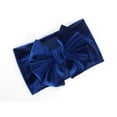 thumbnail image 4 of Odeerbi Baby Girls Elastics Hair Bows Headband Toddler Gold Velvet Pleated Headband Cute Solid Color Oversized Headband Hair Accessories Blue, 4 of 4