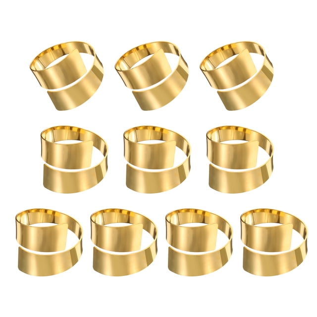10 piezas de anillos de servilleta de metal dorado, soportes de servilleta irregulares para la cena