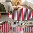 thumbnail image 5 of Round Area Rug 6 Ft, Red Pink Stripes Washable Non-Slip Circle Carpet for Living Room/Bedroom, Country Simple Gradient Vertical Lines Low-Profile Indoor Mats Collection Rugs for Residential, 5 of 7
