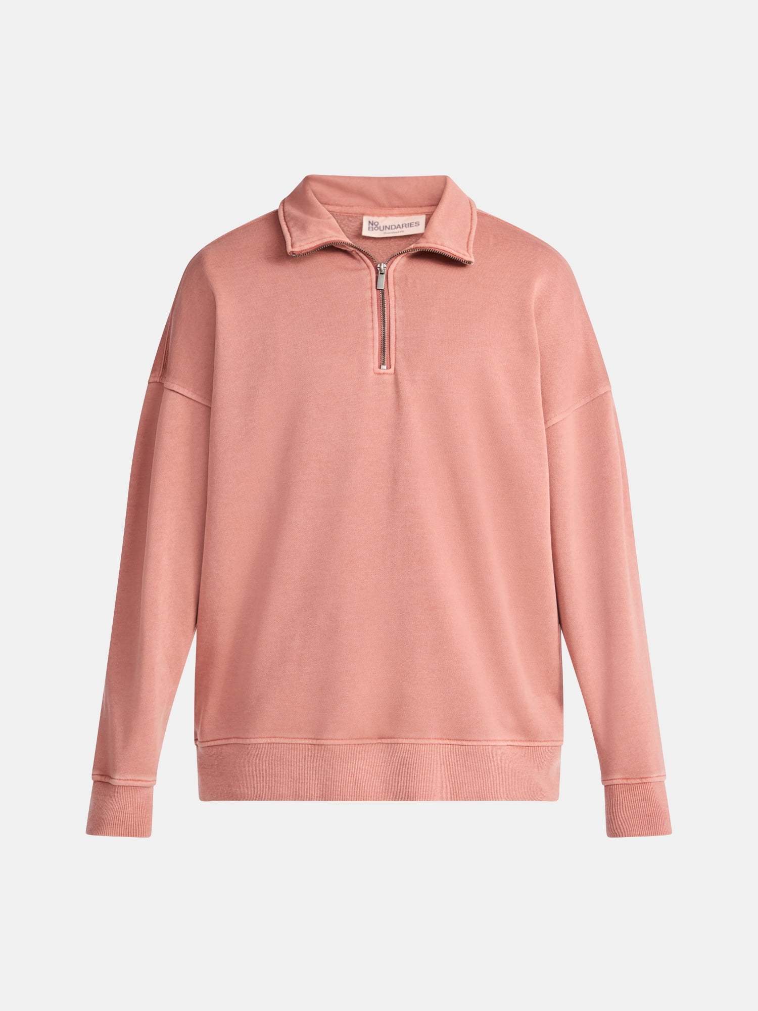 No Boundaries Oversized Quarter Zip Pullover with Long Sleeves, Men's & Big Men's