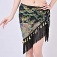 thumbnail image 5 of Xfvqtps Woman Sequin Dance Skirt Tassel Triangular Belt Belly Dancing Waist Towel Waist Chain Hip Towel Performance Skirt Gold, 5 of 8