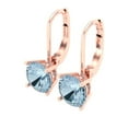 thumbnail image 2 of 3 ct Lever-Back Drop Dangle Earrings for Women | 7.5mm Round Cut Natural Aquamarine | 18K Rose Gold, 2 of 5