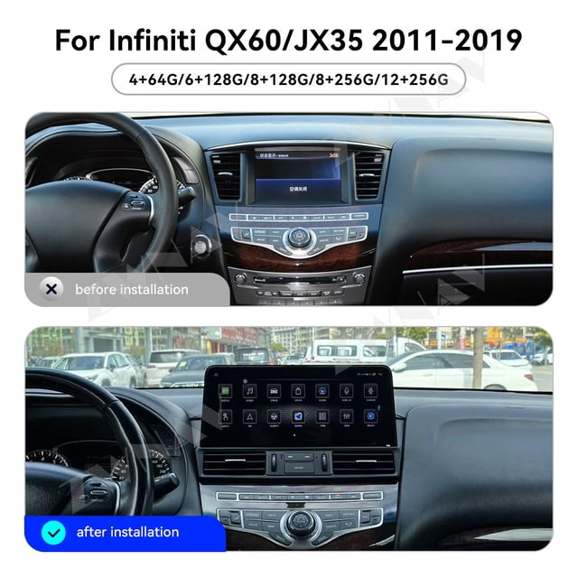 ZWNAV 12.3 Car Android Screen Carplay For Infiniti QX60 JX35 2011-2020 Car GPS Navigation Head Unit Multimedia Player Car Radio Media