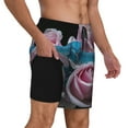 thumbnail image 2 of Bingfone Maillot de Bain Double Couche Bleu avec Viper et Trois Roses Roses pour Hommes avec Doublure, Style à Cordon de Serrage avec Poches Shorts de Plage Maillot de Bain pour Hommes-Grand, 2 of 6