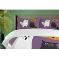 thumbnail image 4 of Ambesonne Halloween Duvet Cover Sets, Funny Ghost Cat Says Boo, 2-King, Pale Eggplant and Multicolor, 4 of 7