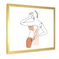 thumbnail image 2 of Designart 'One Line Woman Portrait With Shapes and Leaves II' Modern Framed Art Print, 2 of 4