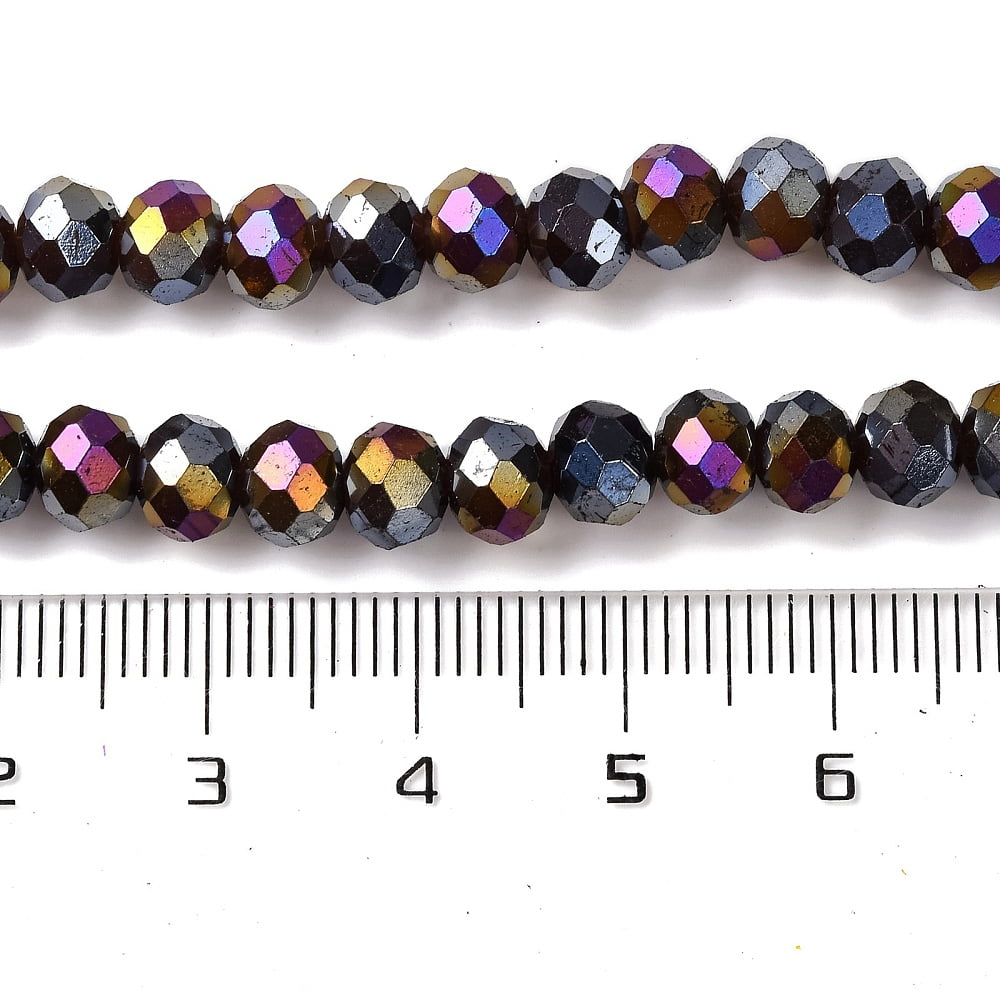 10Strand Baking Electroplate Glass Beads Strands AB Color Faceted Round Black 10x8mm Hole: 1mm about 63~65pcs/strand 18.90''(48~50cm)
